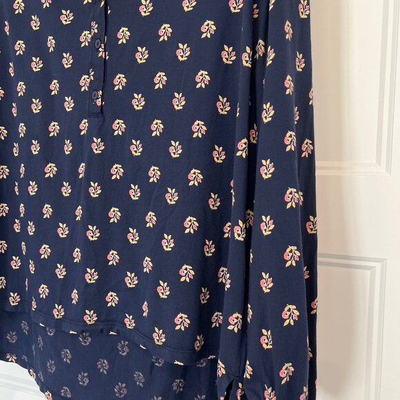 Old Navy Women’s Size Large Cotton/Modal Navy Blue V-Neck Henley Paisley Blouse - Picture 4 of 8